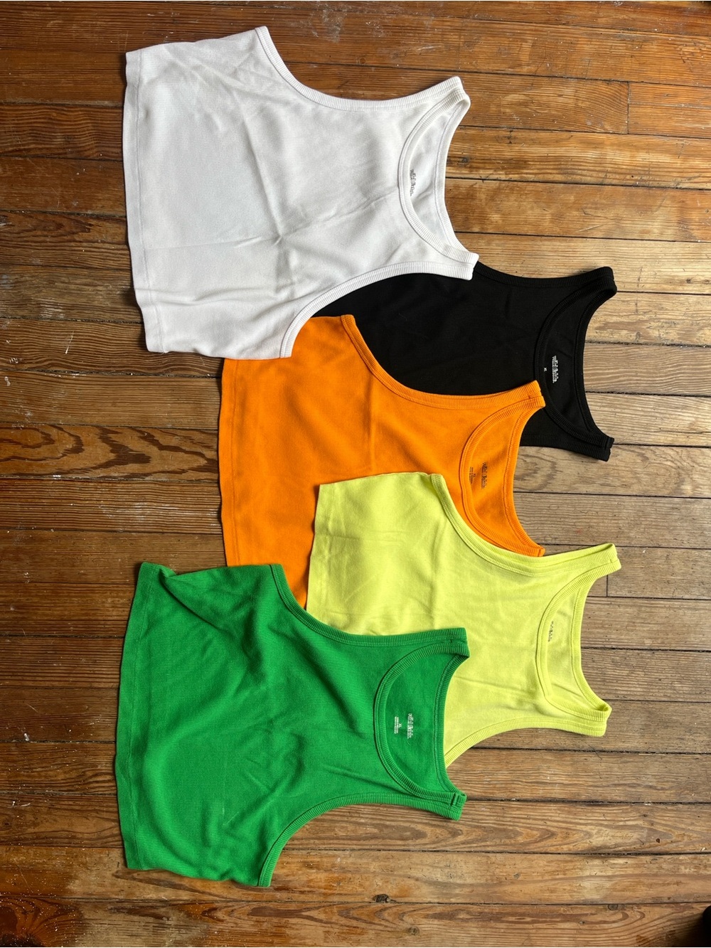 Bundle (5) wild fable Tank Tops - White, Black, Orange, Yellow, Green